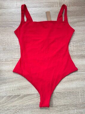 NWT Skims Fits Everybody Square Neck Bodysuit in Cherry Red Small